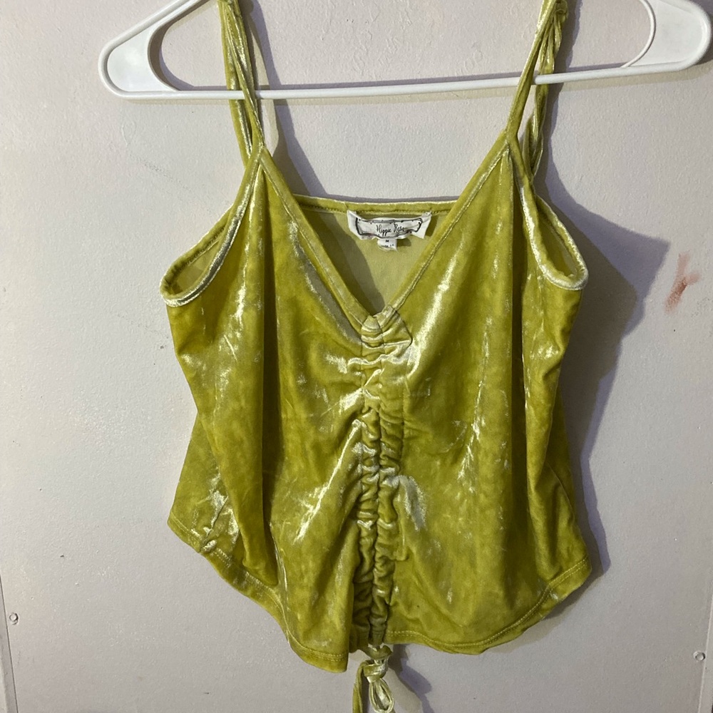 Hippie Rose Green Ruched Camisole Top